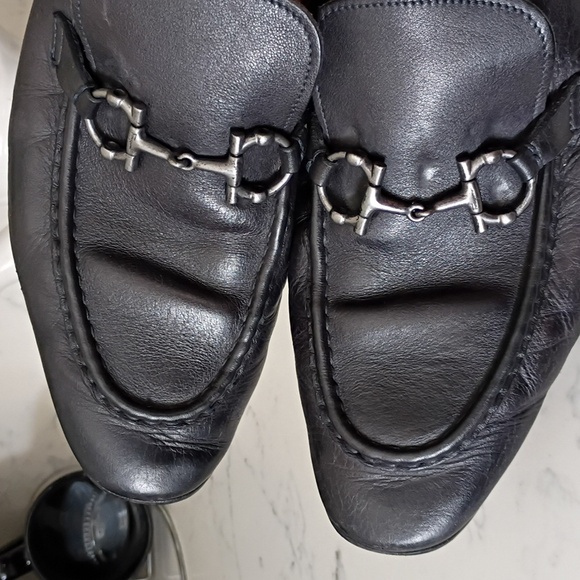 Salvatore Ferragamo Black Leather Slip-On Loafers - Picture 8 of 12
